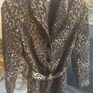 Chic Leopard Print Trench Coat